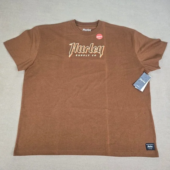 Hurley Supply Co Mens X Large Brown Relaxed Fit Cotton T Shirt - Picture 1 of 8